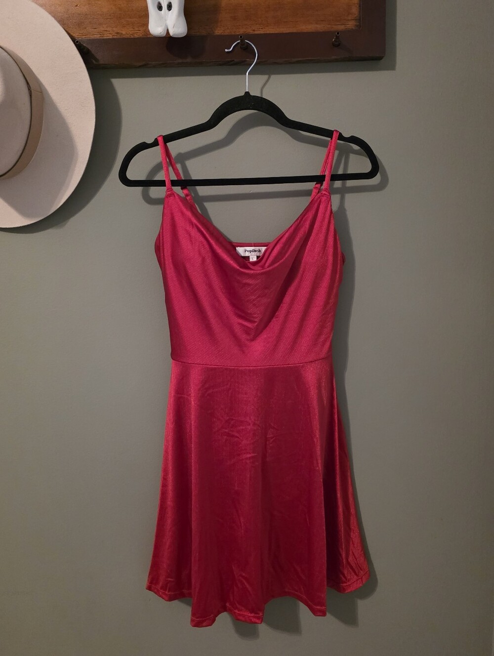 Popilush New Red Satin Shapewear Dress Size L - Picture 4 of 10